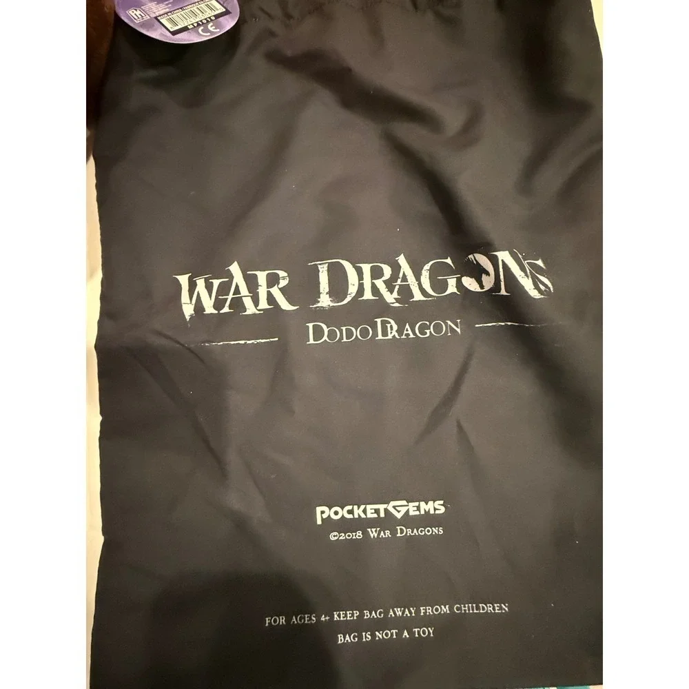 Rare‎ War Dragons Dodo Dragon Plush Pocket Gems Pocket Gems 2018 With Bag NEW